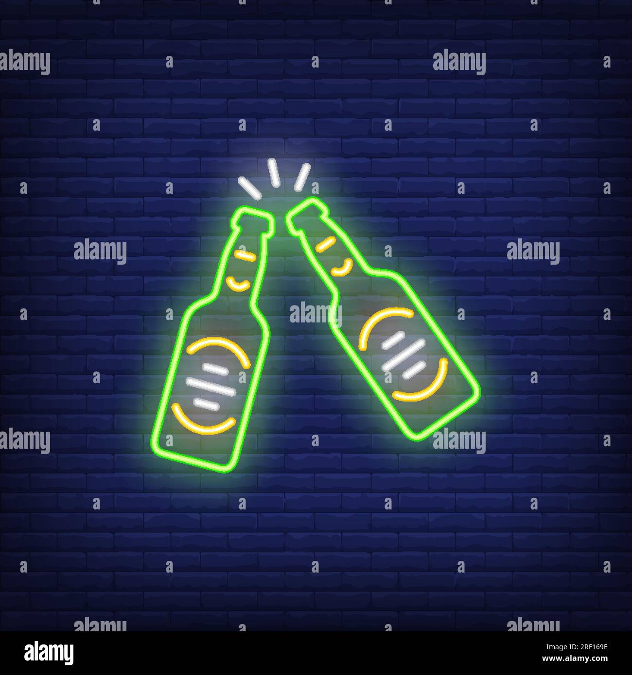 Two clinking beer bottles neon sign Stock Vector Image & Art - Alamy