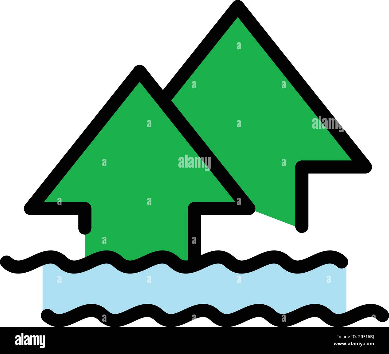 Rise sea level icon outline vector. Ocean water. Low warming color flat Stock Vector