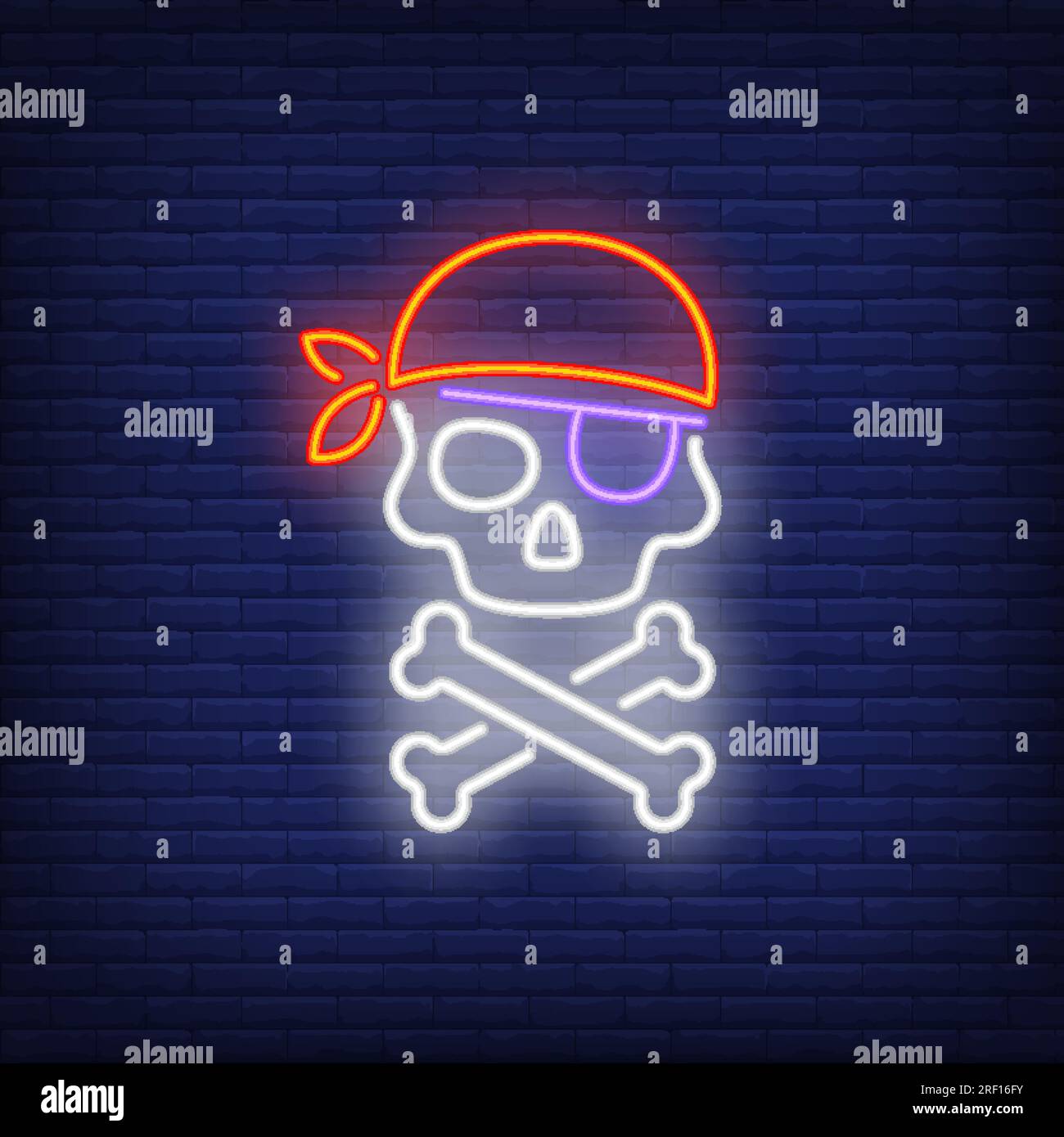 Skull in bandana and eyepatch neon sign Stock Vector Image & Art Alamy