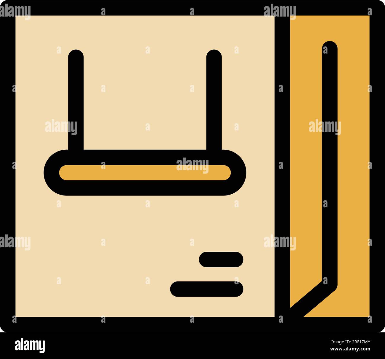 Paper bag icon outline vector. Chip box. Pack snack color flat Stock