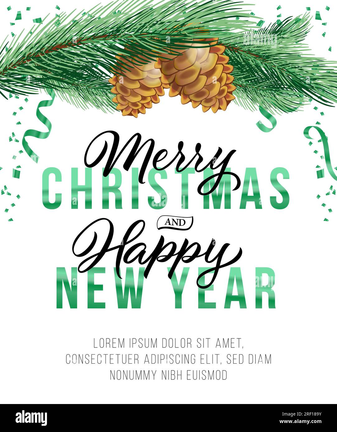 Christmas and New Year poster design. Fir tree branch Stock Vector ...