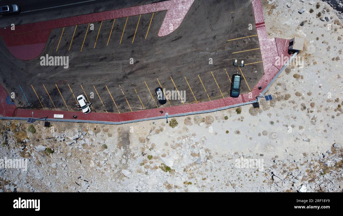 PHOTOGRAPHY WITH DRONE ON THE ROAD OF LA RUMOROSA BAJA CALIFORNIA MEXICO Stock Photo