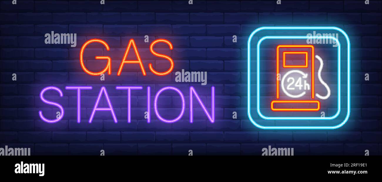 Gas station neon sign Stock Vector Image & Art Alamy