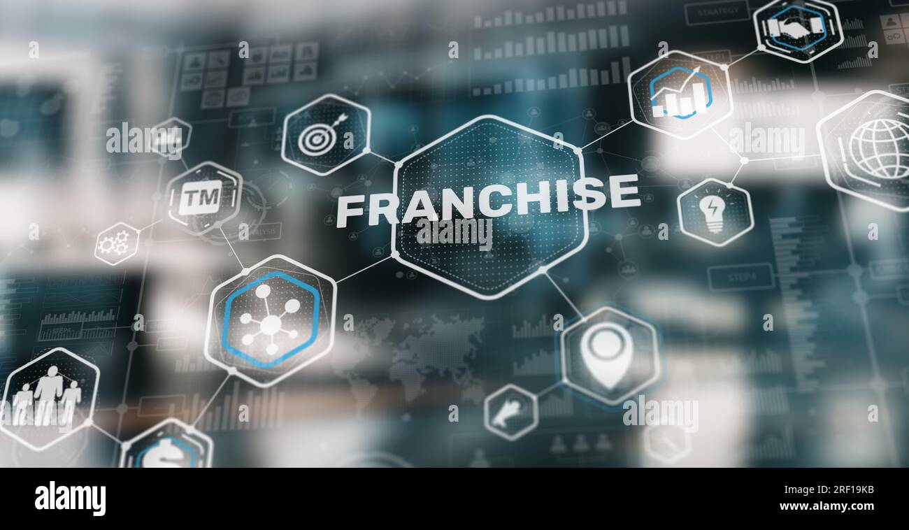 Franchise marketing system. Modern technology business. Franchise