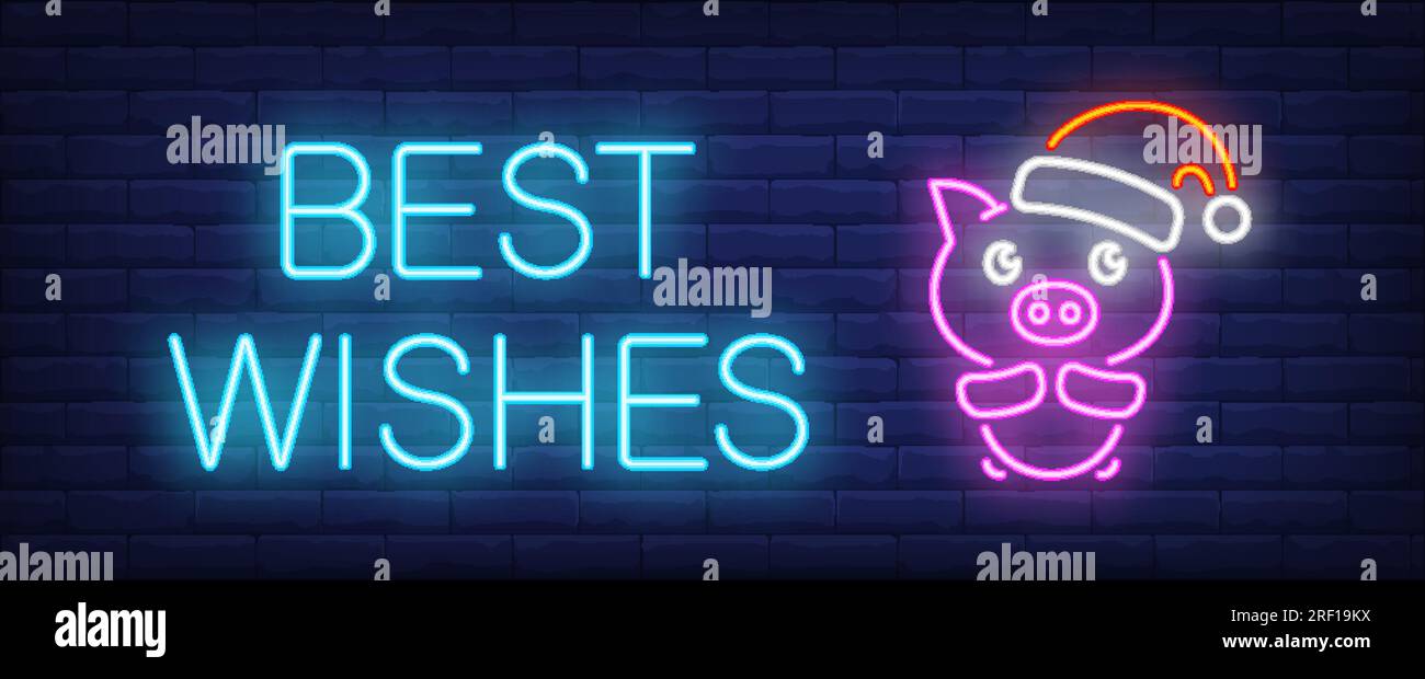 Best wishes neon sign Stock Vector