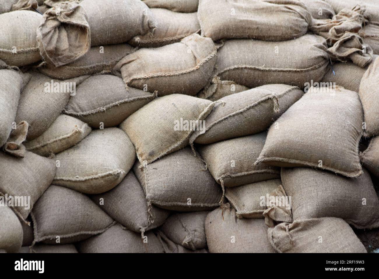 A bunch of sandbags are stacked upon one another Stock Photo Alamy