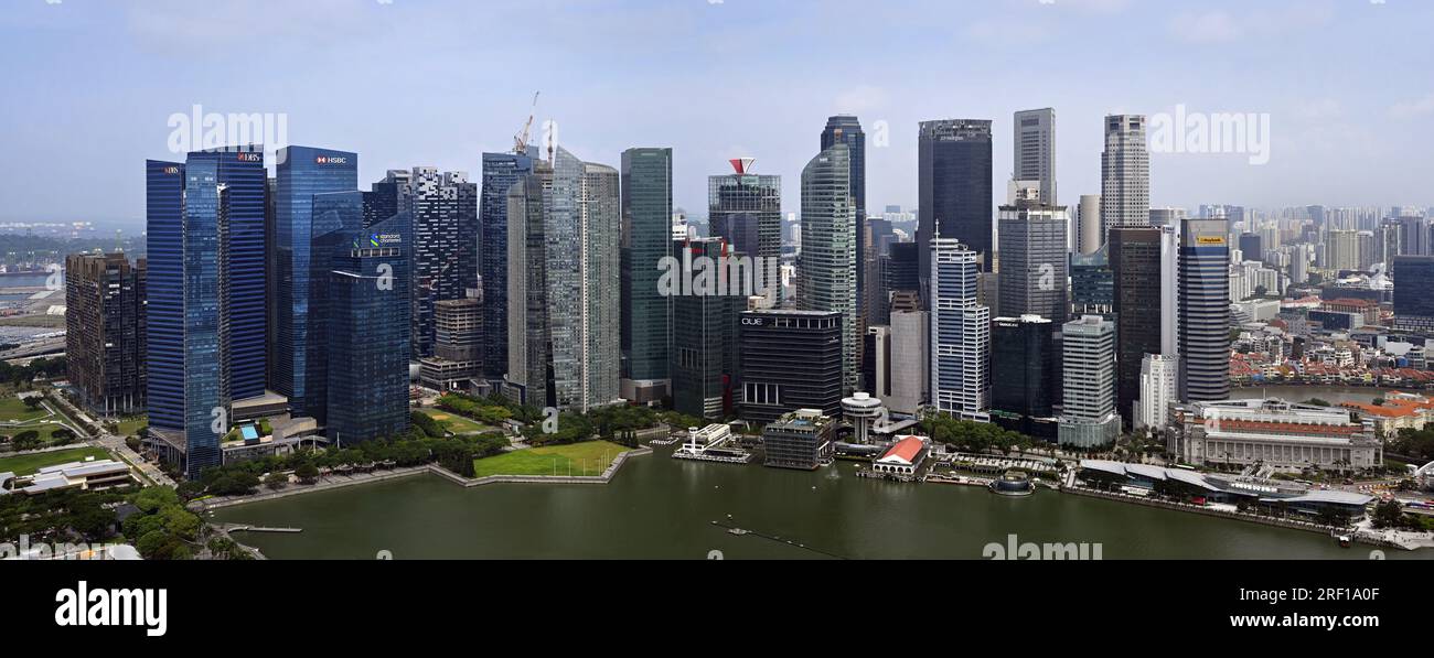 Singapore - July 27, 2023; City, skyscrapers & Marina Bay Panorama Stock Photo