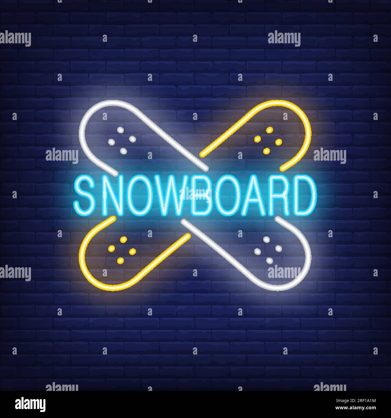 Snowboard neon sign Stock Vector