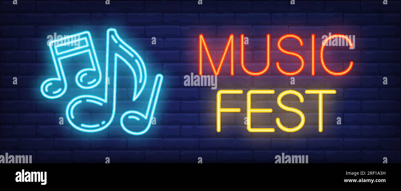 Music fest neon sign Stock Vector