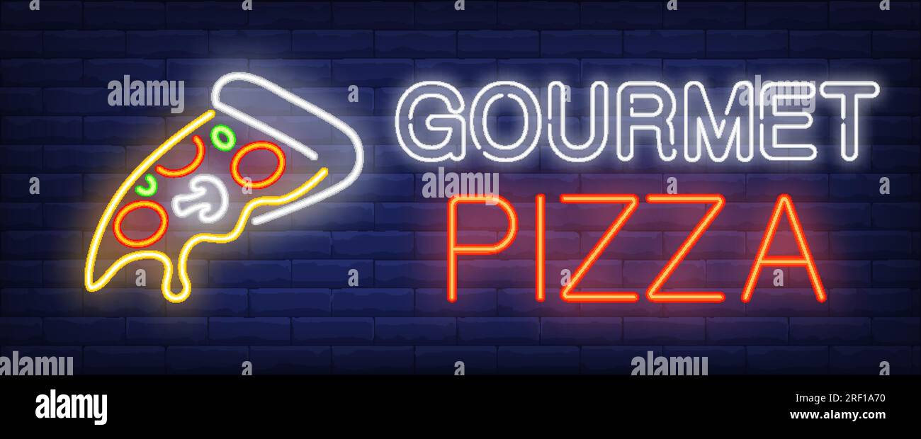 Gourmet pizza neon sign Stock Vector Image & Art Alamy