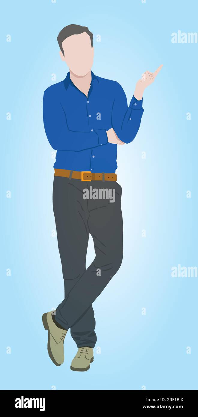 Man Diverse group of professionals, casual attire, isolated portrait. Stock Vector
