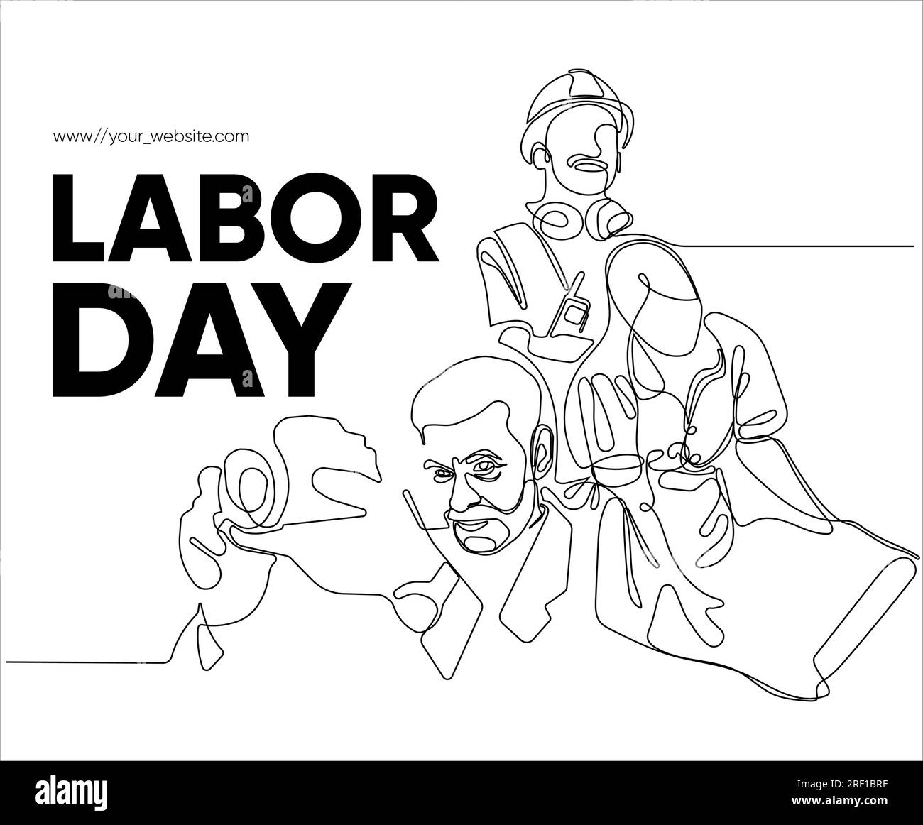 Happy Labour Day simple vector web banner. Set of tools. Lettering