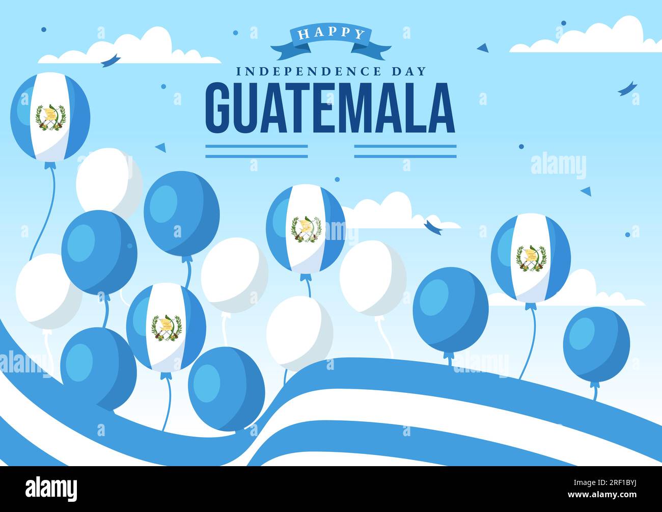 Guatemala Independence Day Vector Illustration On September 15 With Waving Flag Background In