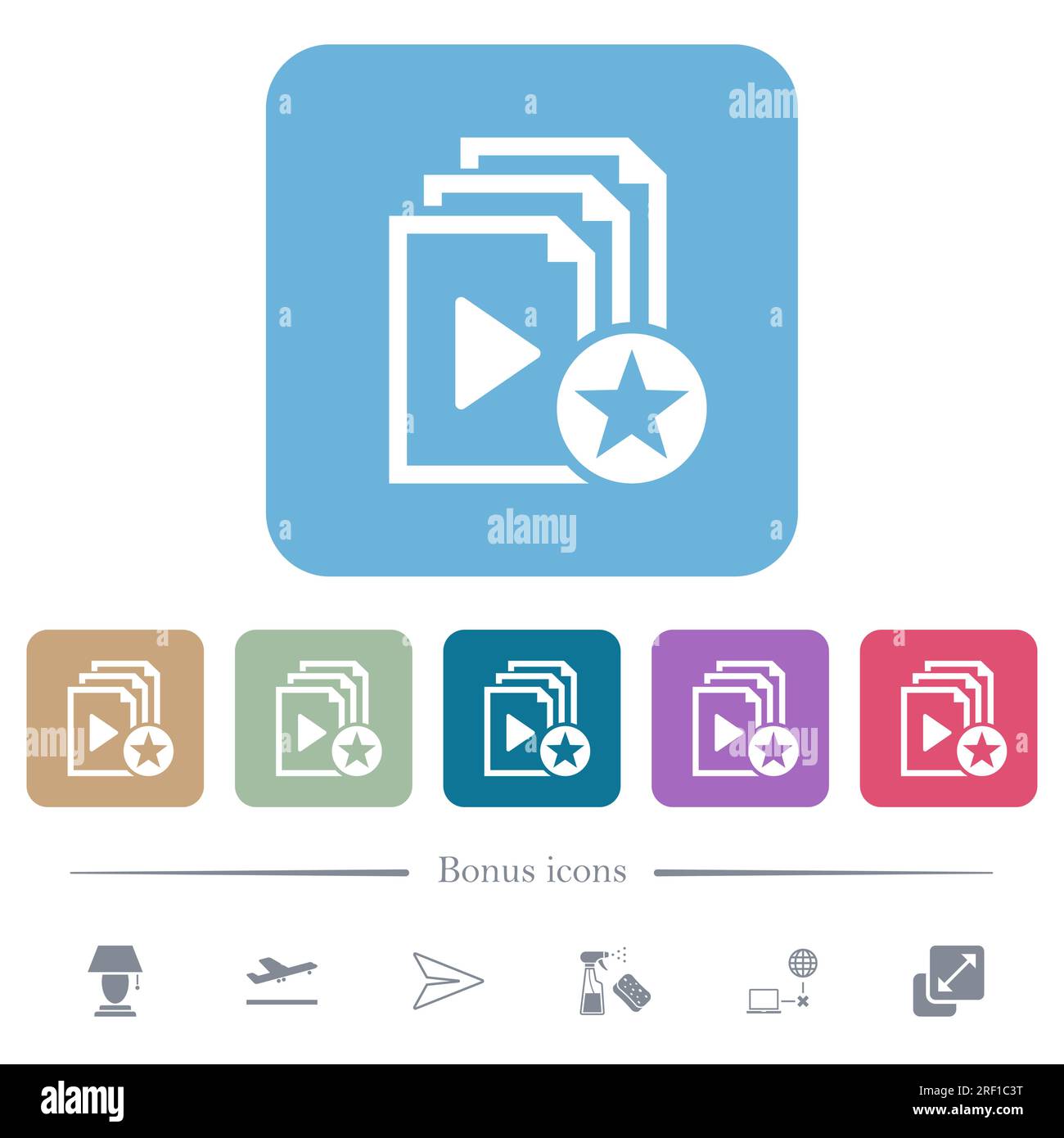 Rank playlist white flat icons on color rounded square backgrounds. 6 ...