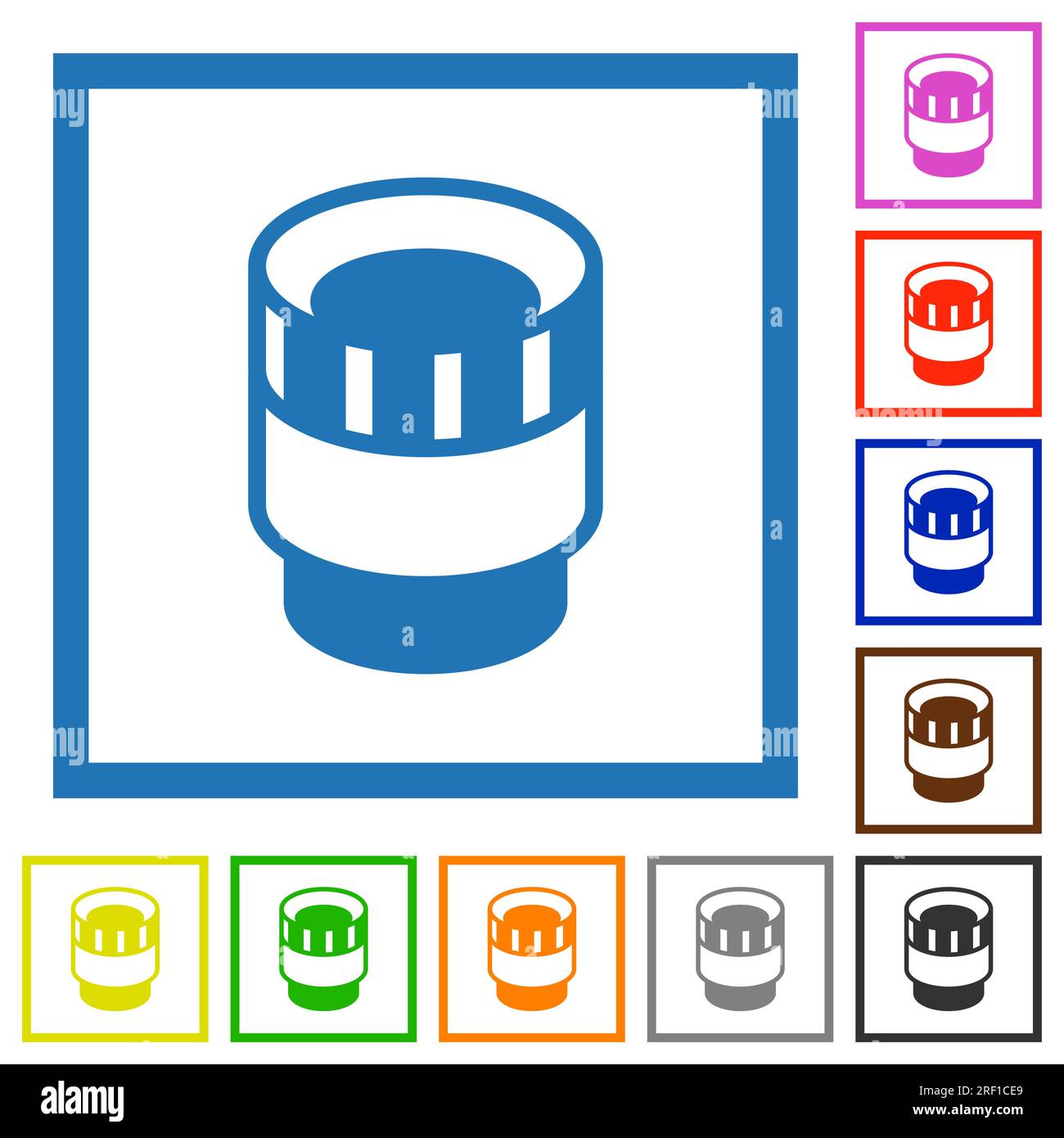 Camera lens alternate flat color icons in square frames on white ...
