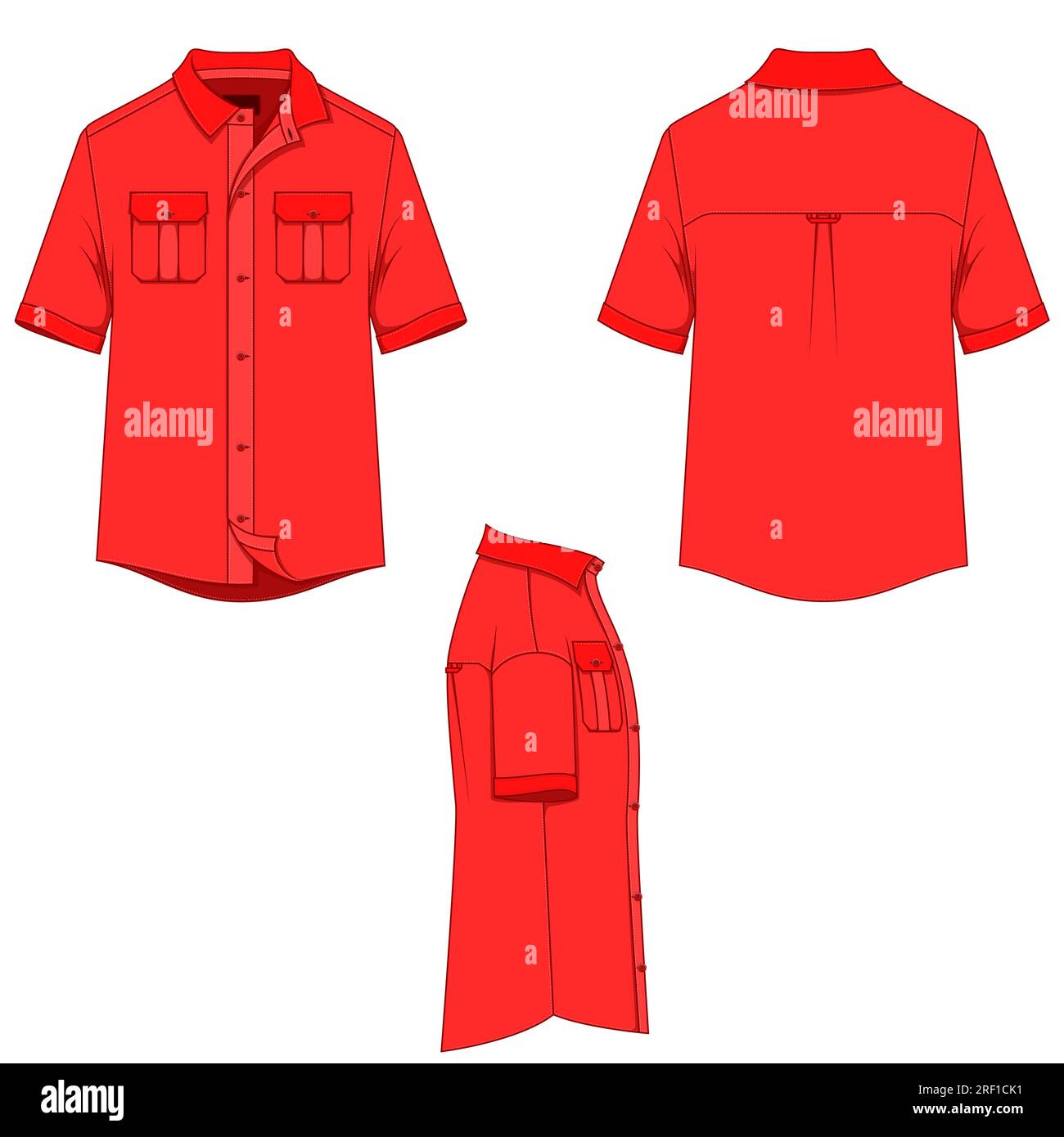 Short sleeve men's shirt Mockup vector design, men's clothing Stock Vector