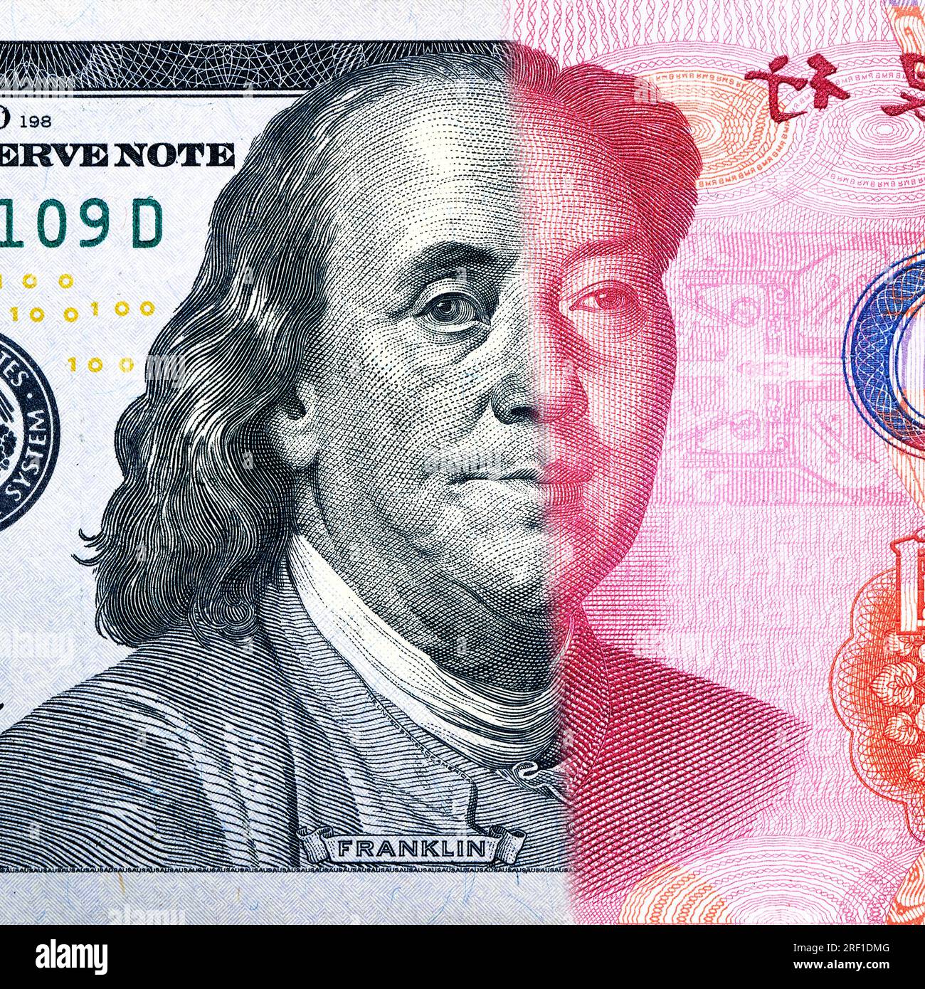 US Dollar And Yuan Currency Banknotes USD Vs RMB Economical War 