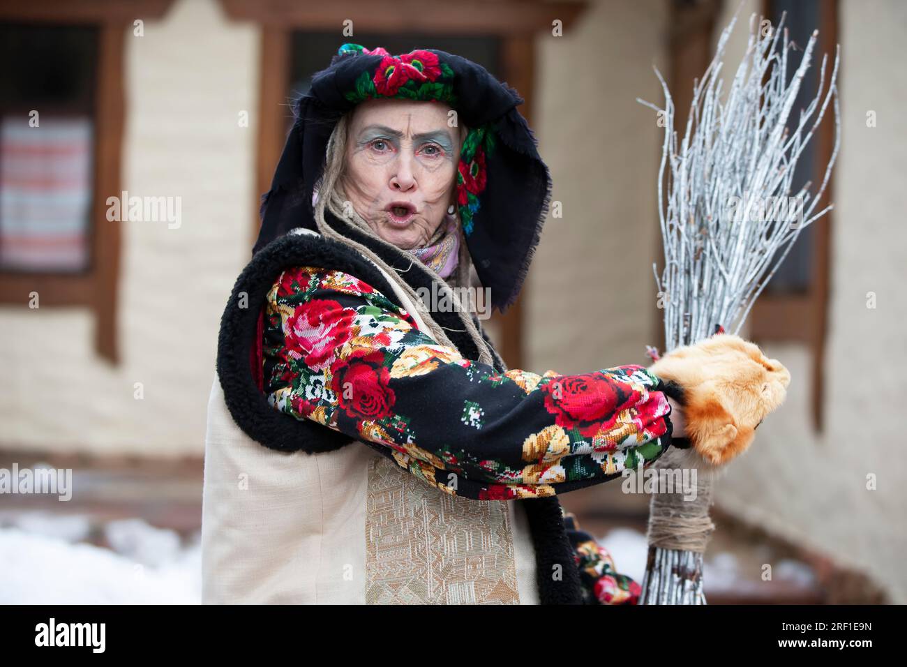 Baba Yaga. Fairy tale character evil grandmother from Russian fairy tale.  Halloween costume Stock Photo - Alamy