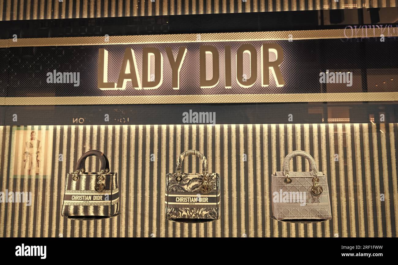 Miami, USA - March 20, 2021: illuminated Lady Dior shopwindow ...