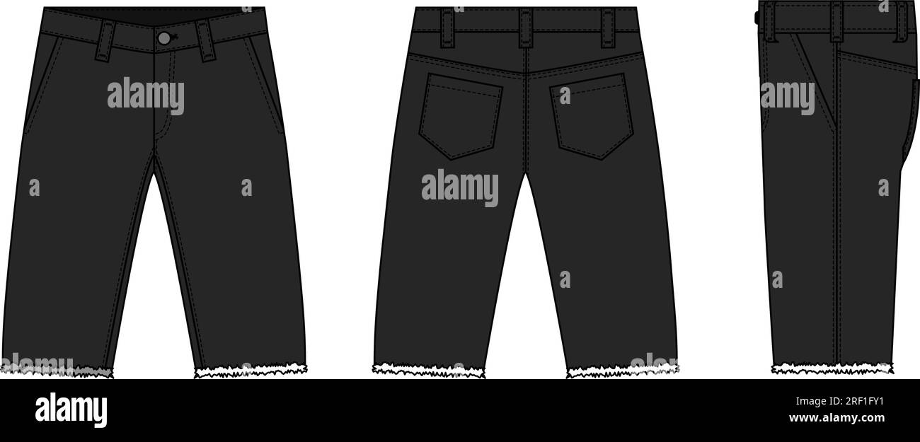 Denim shorts ( short pants ) vector template illustration Stock Vector