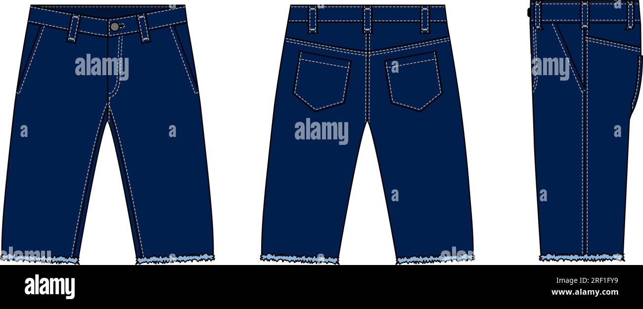 Denim shorts ( short pants ) vector template illustration Stock Vector