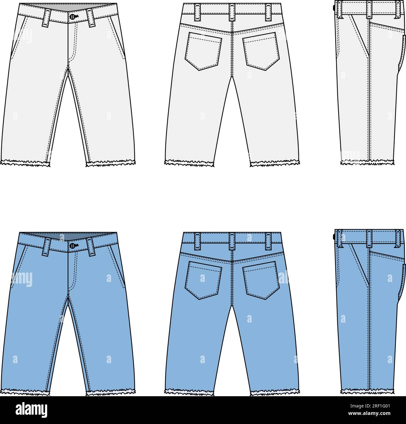 Denim shorts short pants vector template illustration set Stock Vector Image Art Alamy