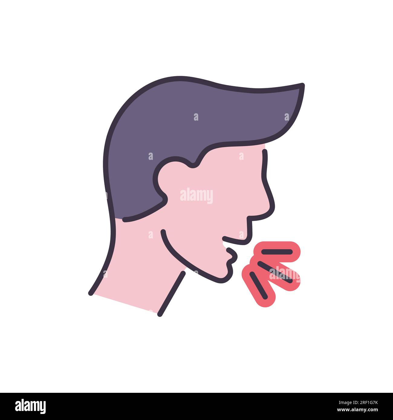 Cough related vector icon. Coughing man head. Cough sign. Isolated on