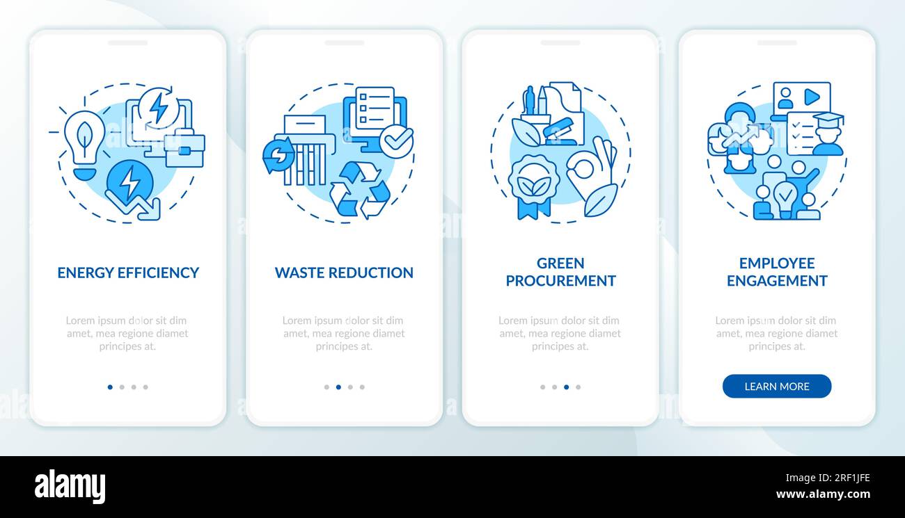 2D sustainable office concept with linear icons Stock Vector