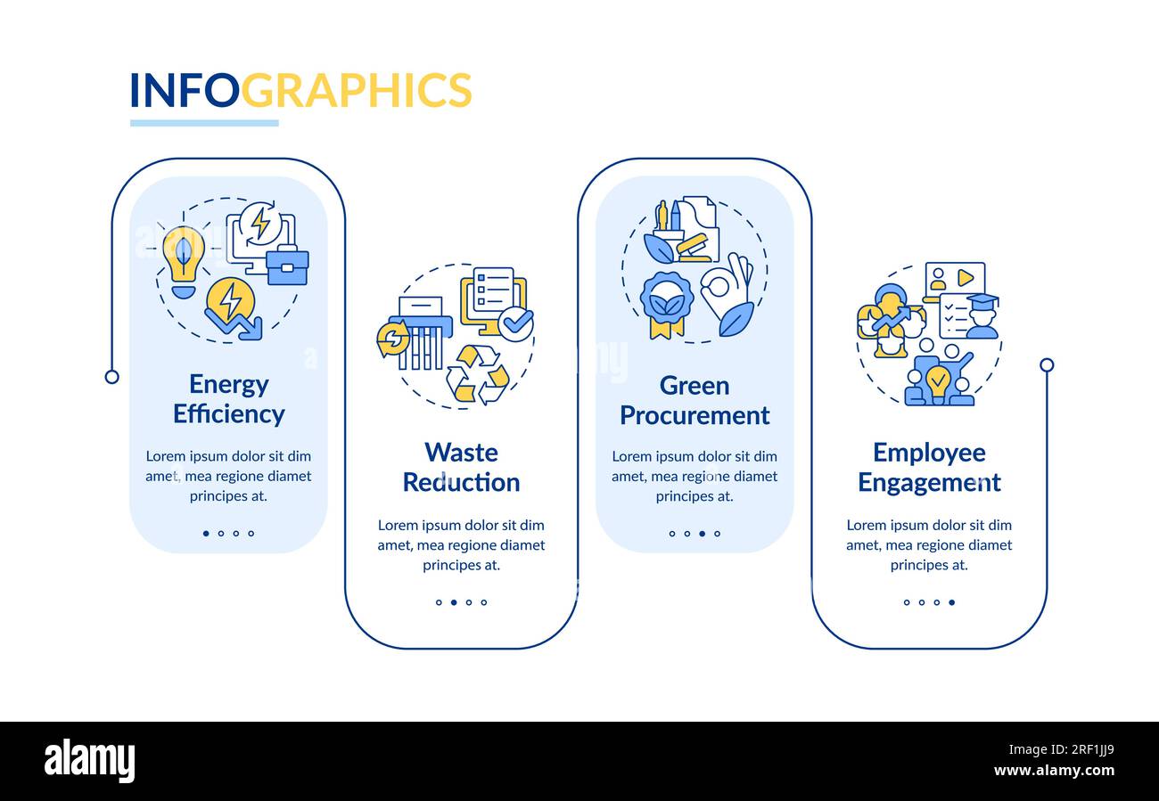 Multicolor sustainable office layout with linear icons Stock Vector