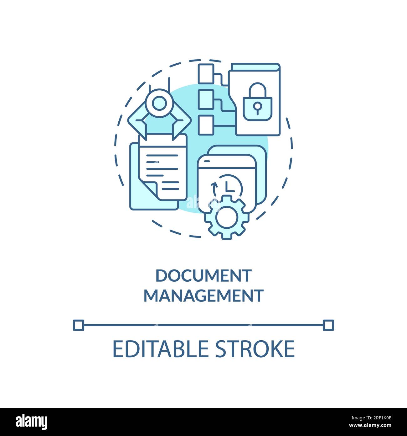 Customizable document management blue linear icon concept Stock Vector ...