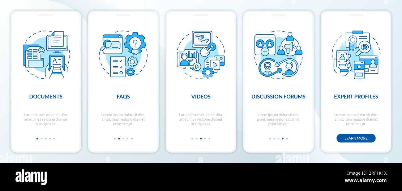Knowledge management with blue line icons concept Stock Vector Image ...