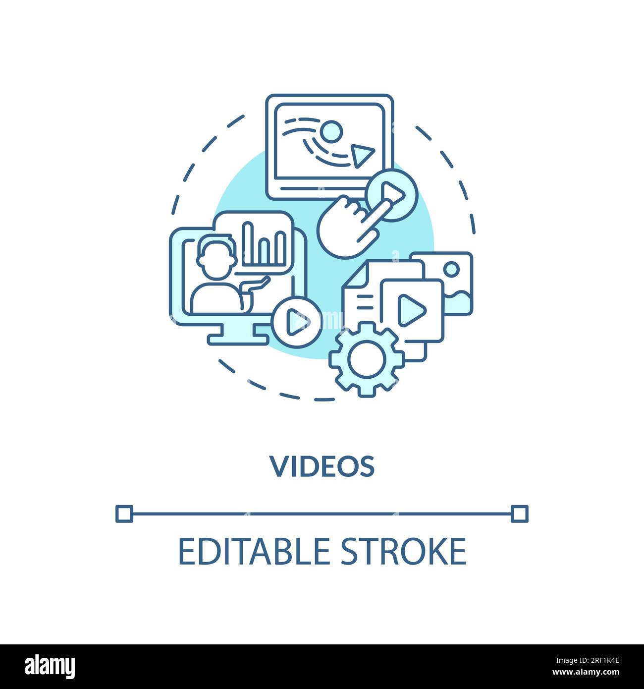 Customizable videos blue linear icon concept Stock Vector