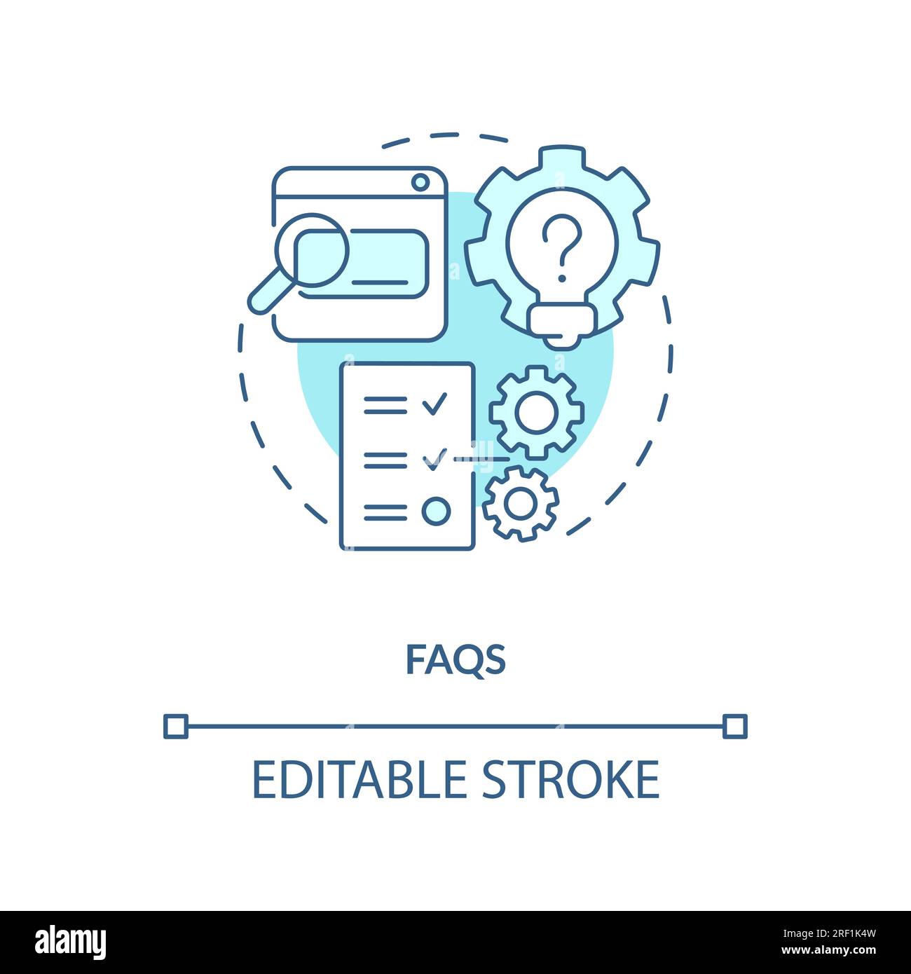 Customizable FAQs blue linear icon concept Stock Vector
