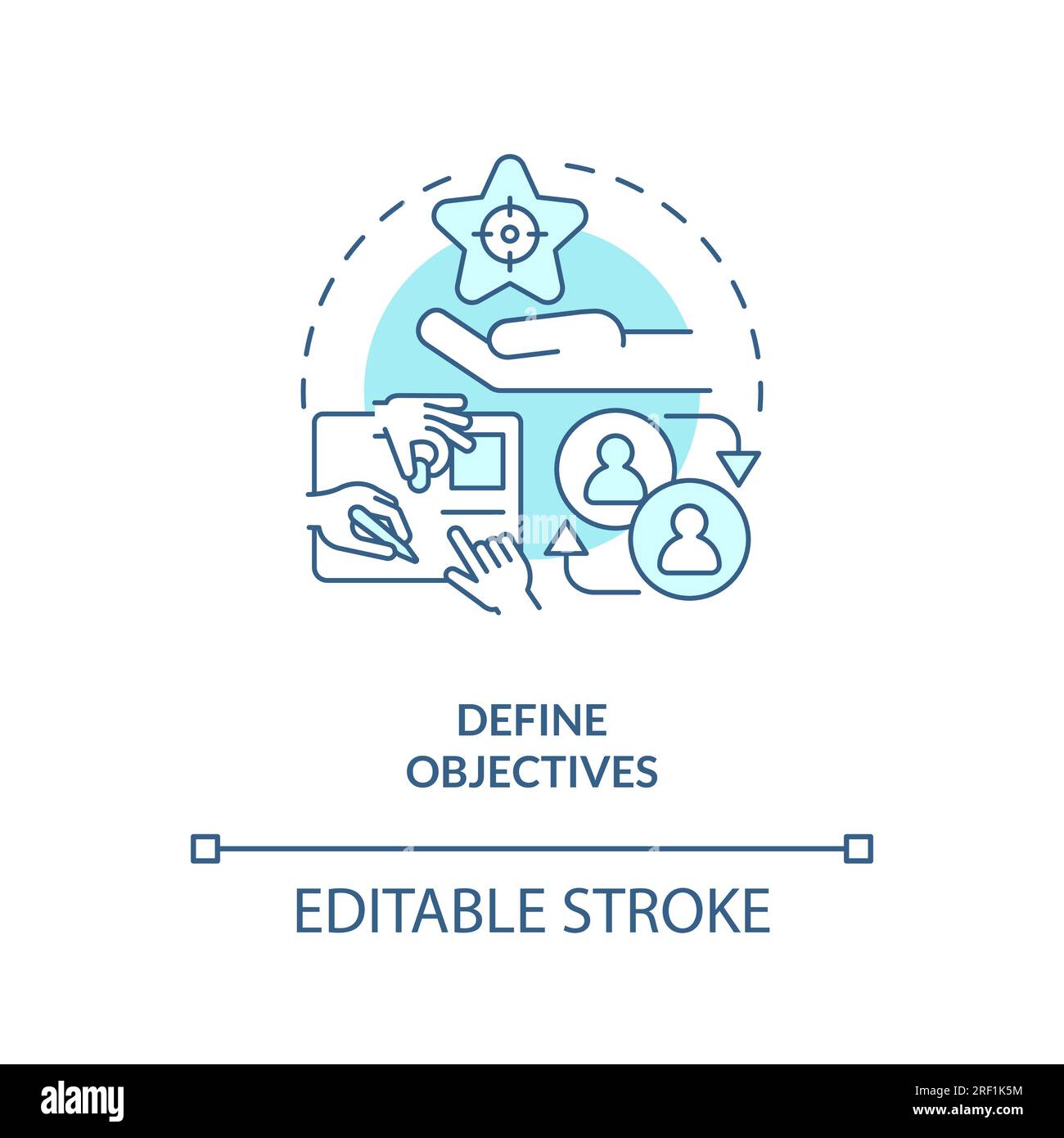 Customizable define objectives blue linear icon concept Stock Vector