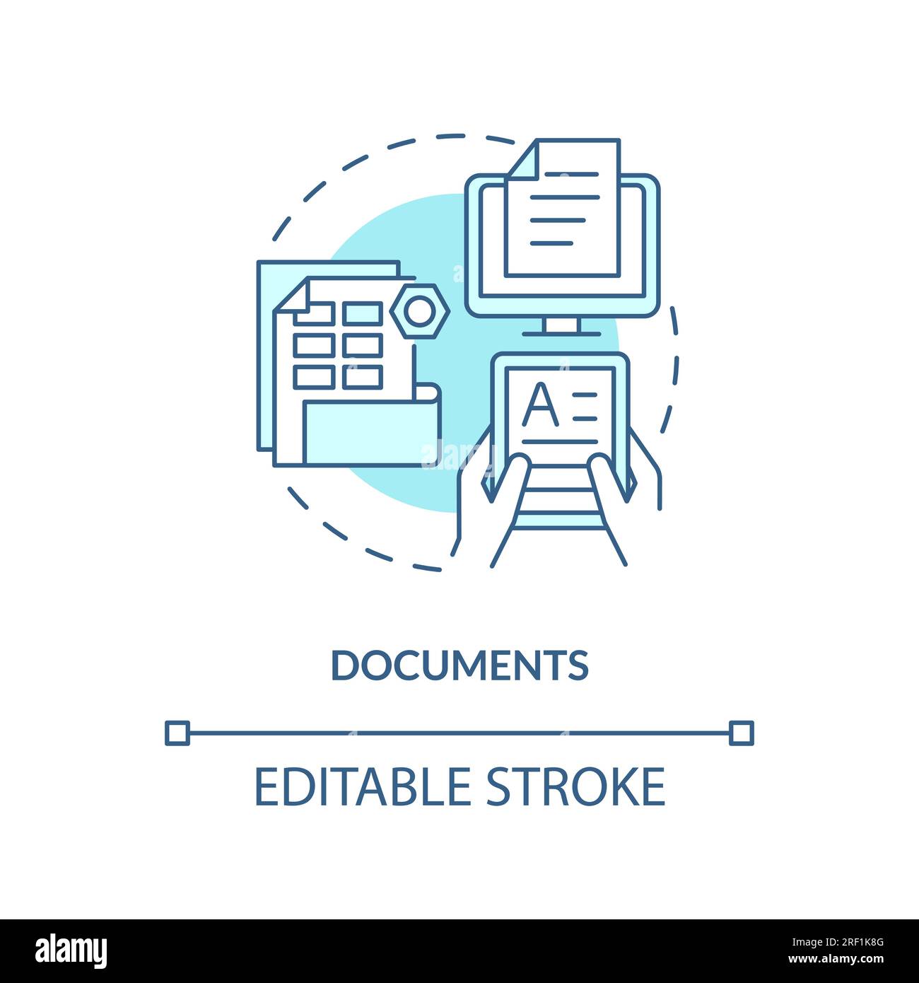 Customizable documents blue linear icon concept Stock Vector