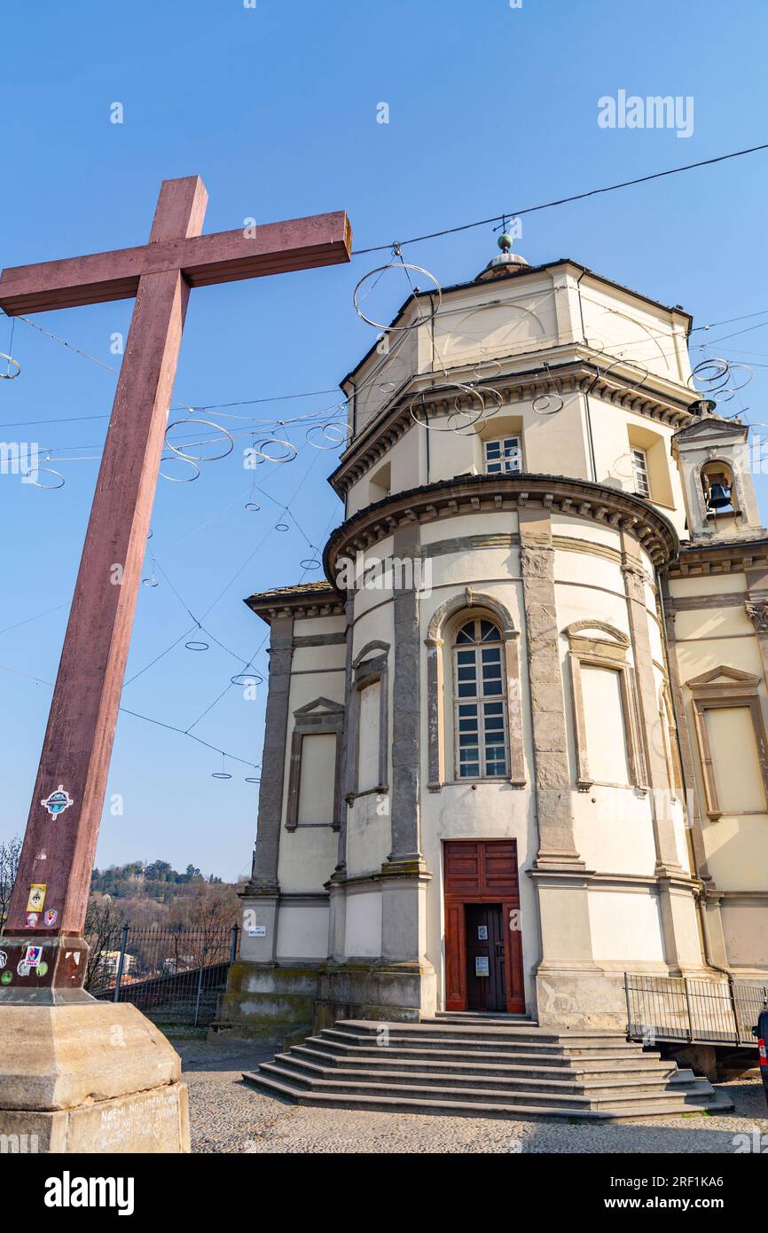 Turin, Italy - March 28, 2022: The Church of Santa Maria al Monte dei Cappuccini is a late-Renaissance-style church on a hill overlooking the River Po Stock Photo