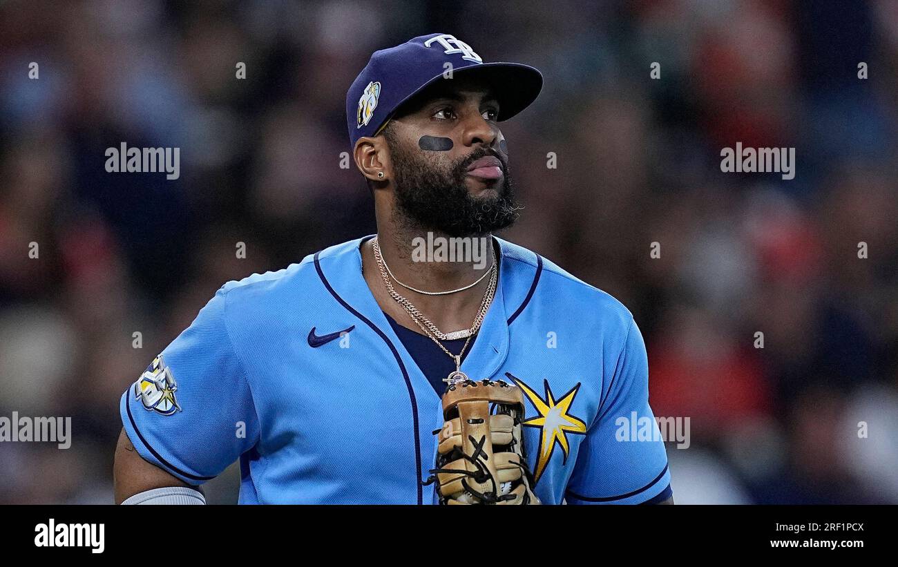 Tampa Bay Rays first baseman Yandy Diaz takes the field during the third inning of a baseball