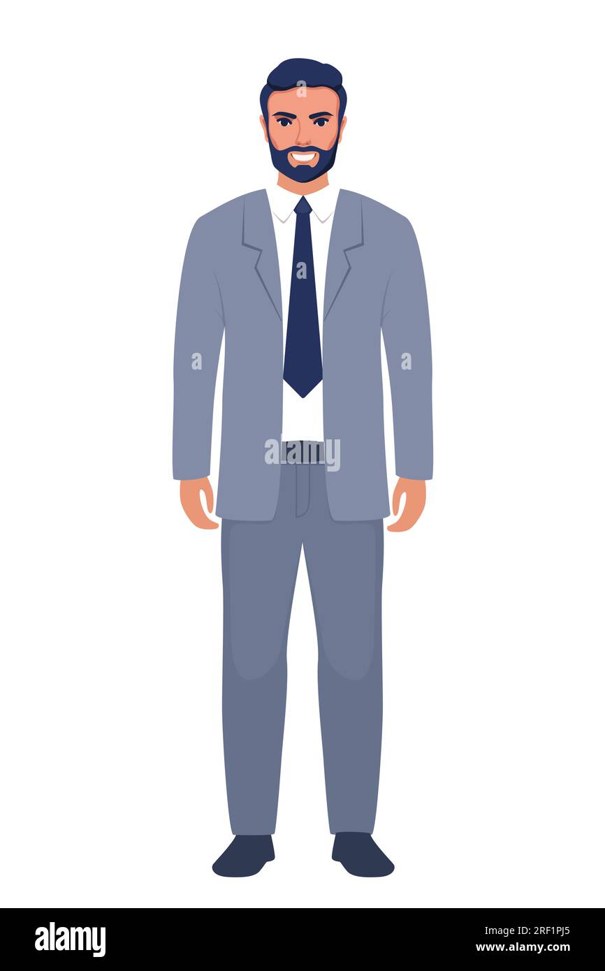 Elegant young man in business suit. Flat sytle illustration of a ...