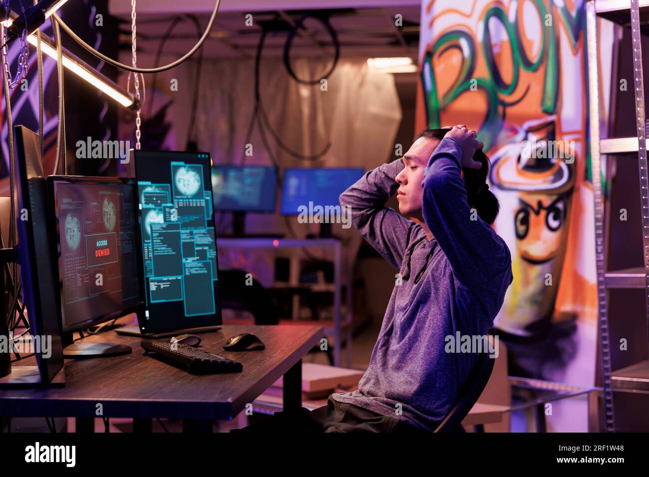 Upset hacker unsuccessfully hacking server while breaking law and doing