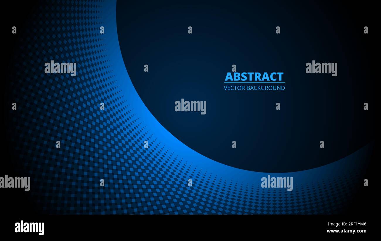 Dark blue abstract background with circle and halftone. Vector ...