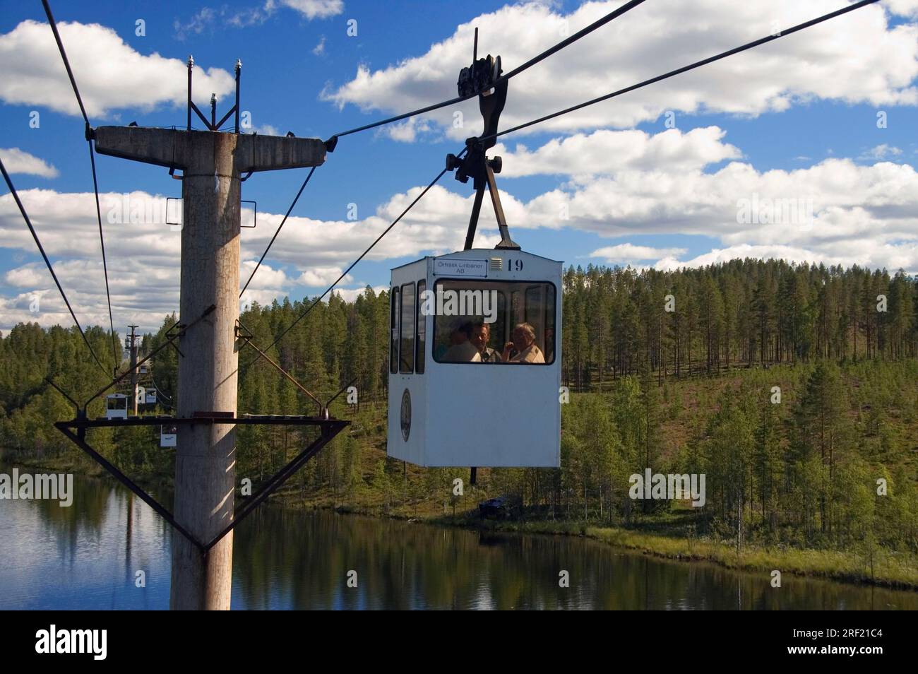 Linbanan cable car, Norsjo, Vasterbotten, Sweden, Norsjoe, Vaesterbotten Stock Photo