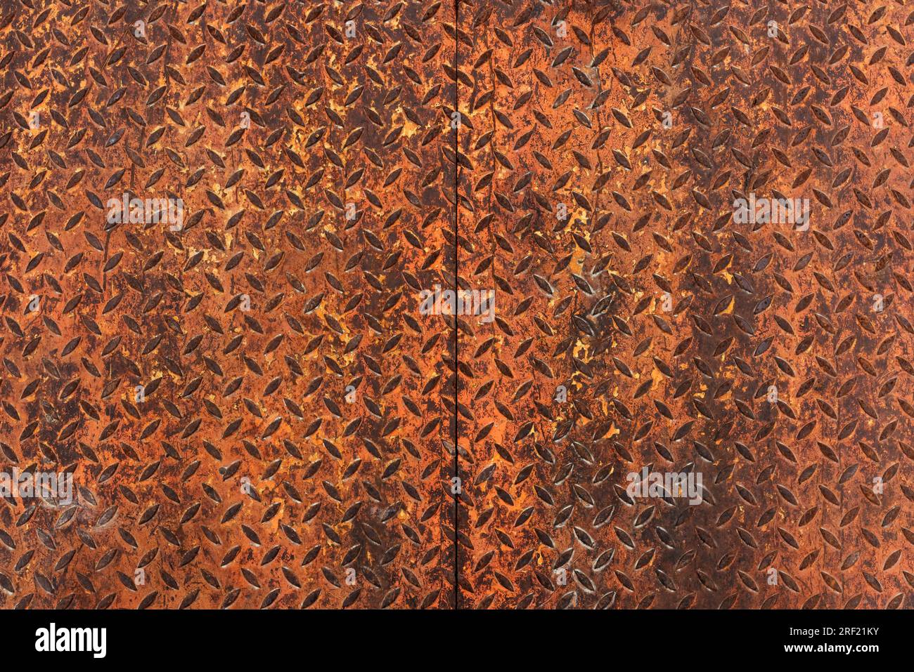 Top view of rusty anti-skid surface, industrial background and texture Stock Photo