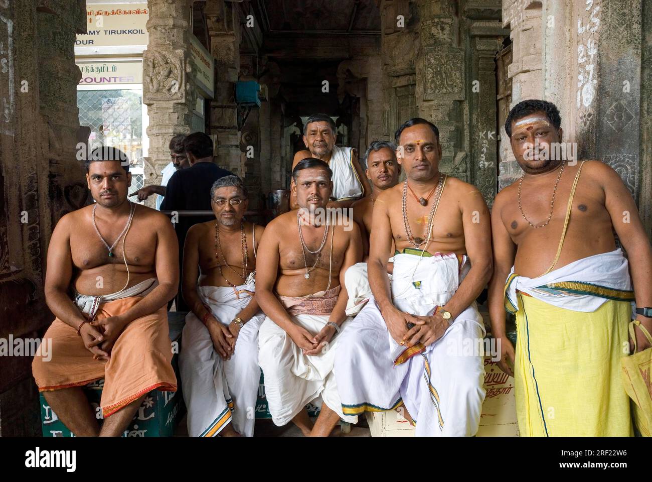 Pusari Temple priest posing for photograph at Tiruchendur, Tamil Nadu, South ...