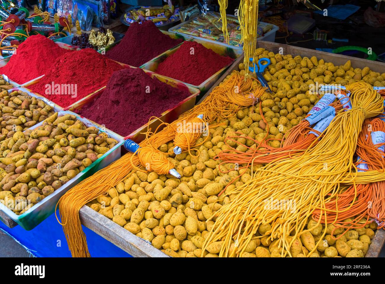 Turmeric and pooja puja things in a shop at Swamimalai near Kumbakonam