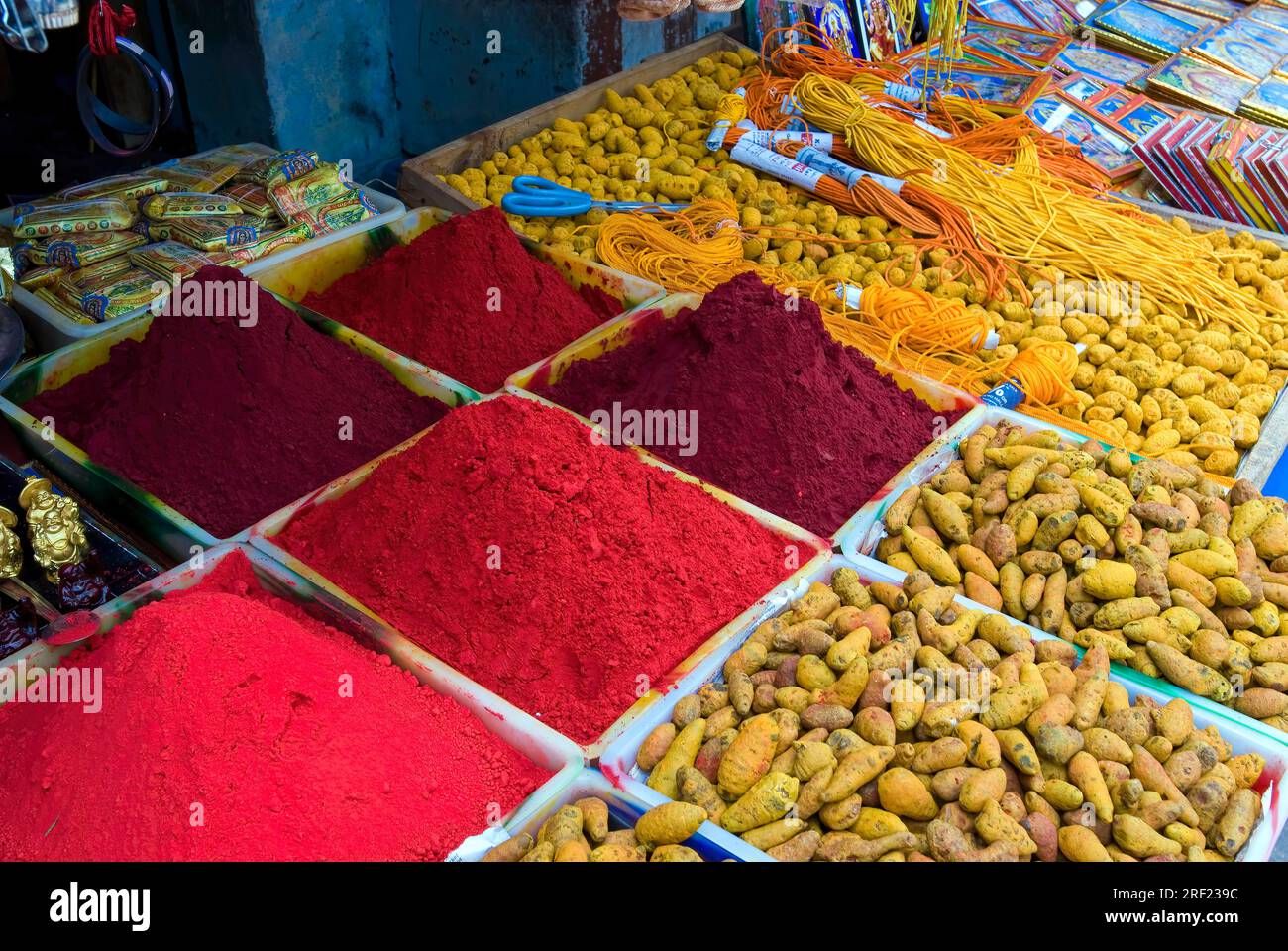 Turmeric and pooja puja things in a shop at Swamimalai near Kumbakonam