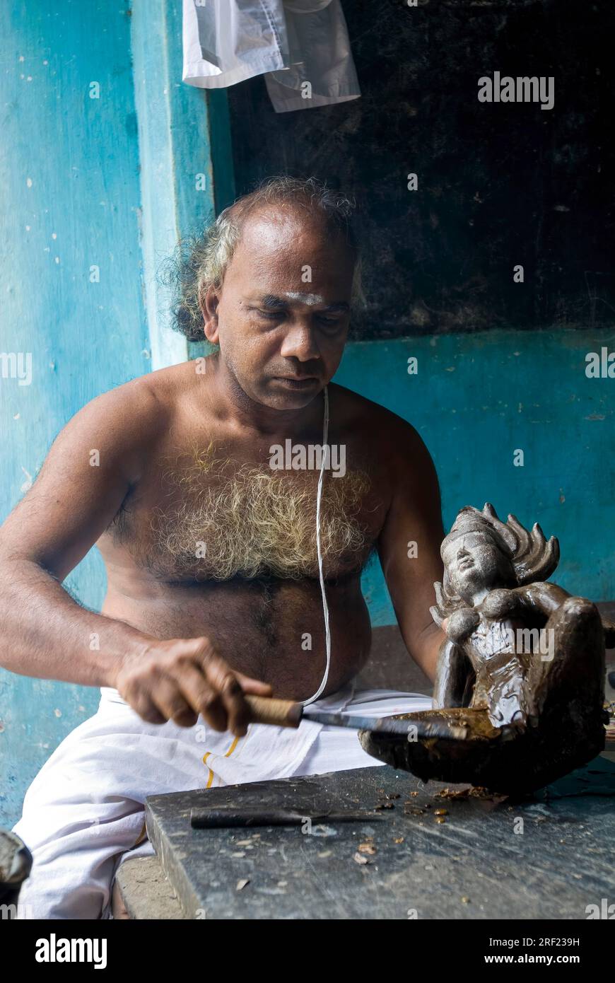 An Artisan Making Wax Mould For A Bronze Sculpture Statue At Swamimalai ...