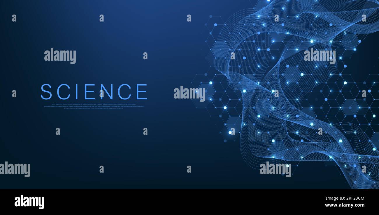 Technology abstract lines and dots connect background with hexagons ...