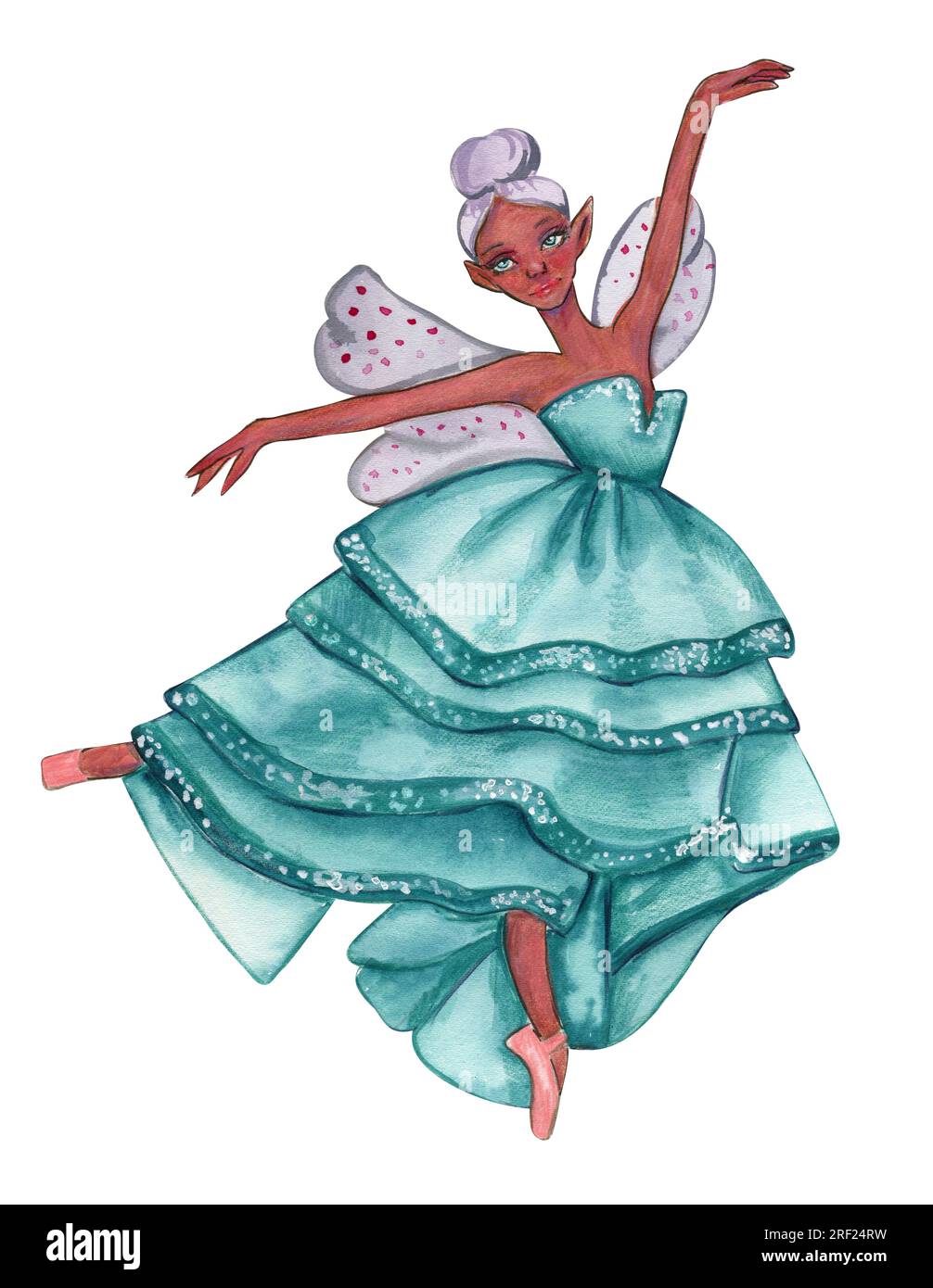 Cartoon fairy in blue dress with magic wings. Watercolor hand drawn  illustration. Design for baby shower party, birthday, cake, holiday  celebration de Stock Photo - Alamy