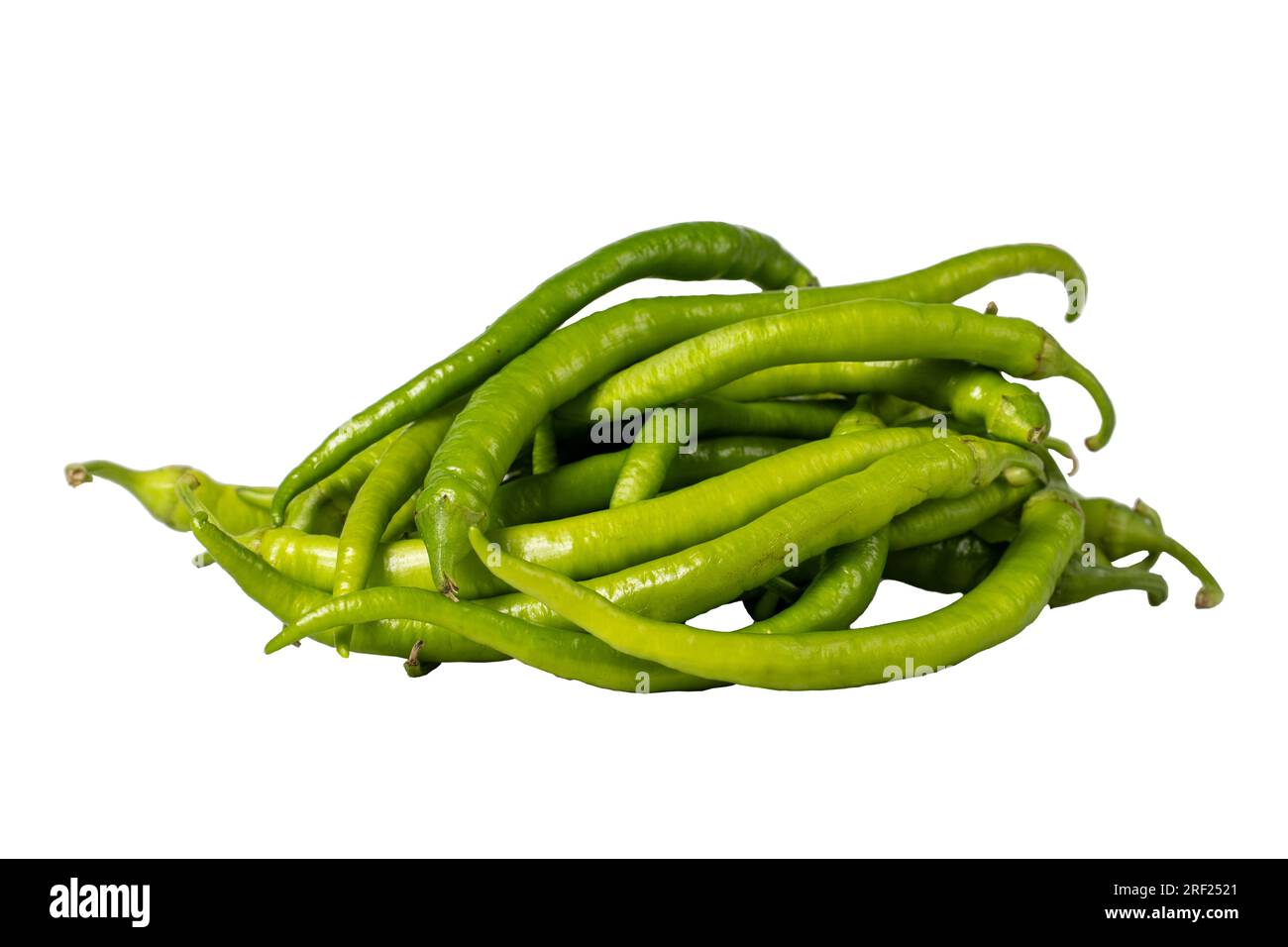 Green pepper isolated on white background. Fresh raw green chili pepper harvest season concept. Vegetables for a healthy diet Stock Photo