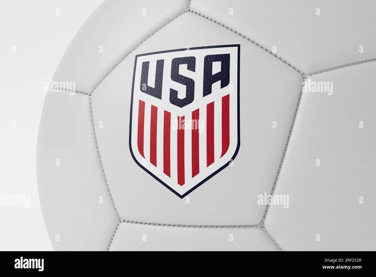 LONDON, UK - July 2023: Close up of USA national football team logo on a  soccer ball. 3D Rendering Stock Photo - Alamy, image size:1300x956